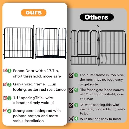 Getlay Tall Garden Fence, 36 in 10 Panels Dog Fence Outdoor - Image 3