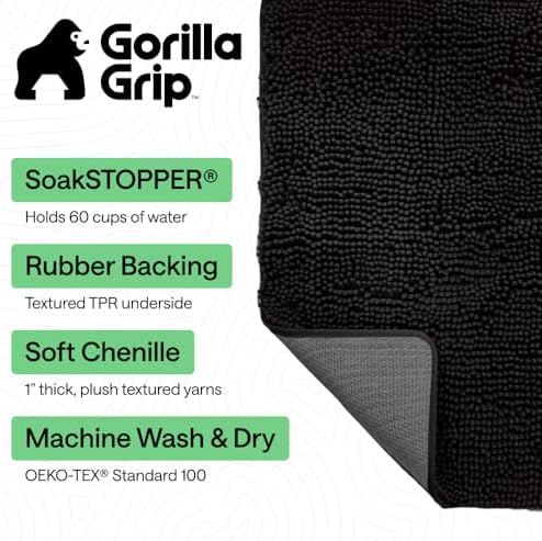 GORILLA GRIP SoakSTOPPER Dog Door Mat, Machine Wash and Dry, 70x24 Black - Image 3