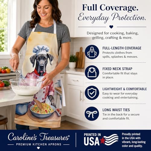 Caroline's Treasures Great Dane The Chef Apron Cooking Kitchen Server Baking - Image 4