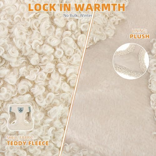 KOOLTAIL Plush Small Dog Harness and Leash Set, Warm Fleece No Pull Puppy Vest - Image 4