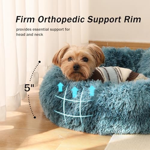 NOYAL Donut Dog Bed for Small Medium Pets, Plush Calming Faux Fur - Image 5