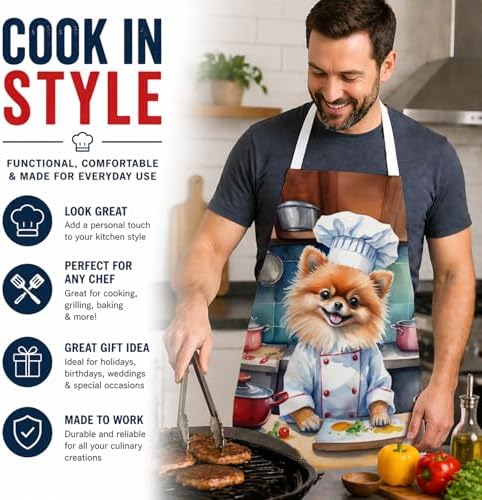 Caroline's Treasures Pomeranian The Chef Apron Cooking Kitchen Server Baking - Image 2