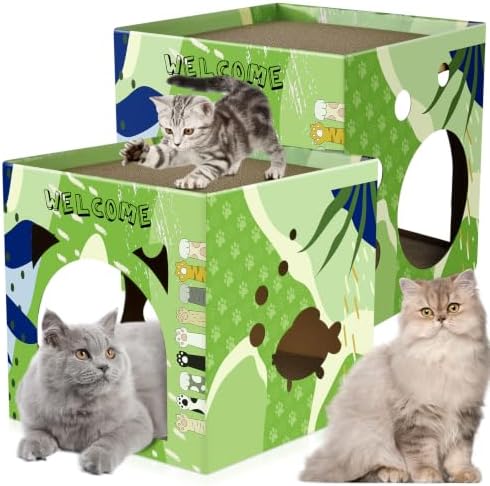 Bissap 2PCS Cat Cardboard House, Large Thickened Play House by Bissap