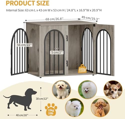 Hzuaneri 26.8'' Dog Crate Furniture, Dog Kennel Indoor - Image 2