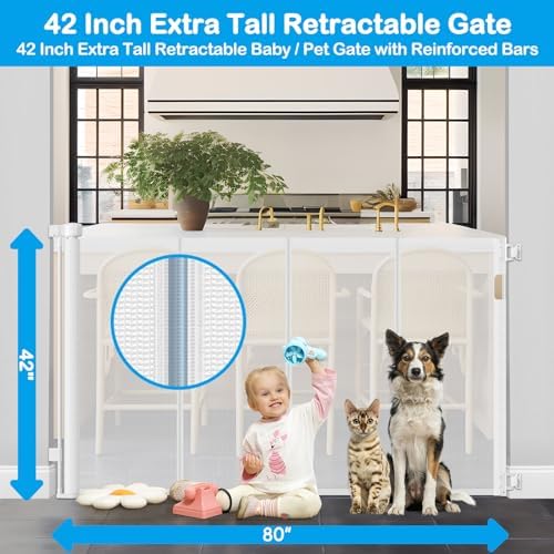 Reinforced 42" Tall X 80" Wide Retractable Baby Gate - Image 2