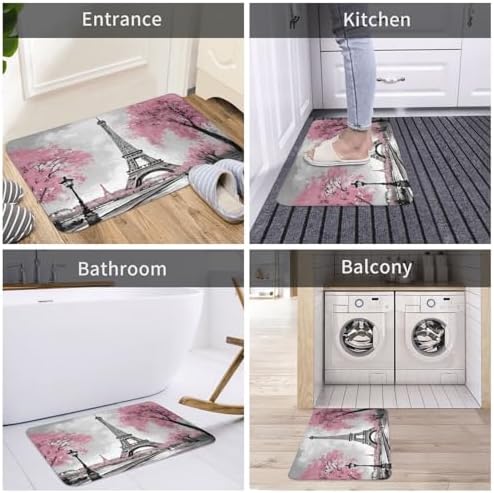Paris Eiffel Tower Bath Mat 24x16 Inch Non-Slip Soft Microfiber Bathroom Rugs - Image 7