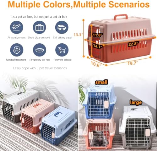 Pets Carrier, Hard-Sided, for Small Dog/Cat up to 20 lb, Suit for Airline/Road - Image 5