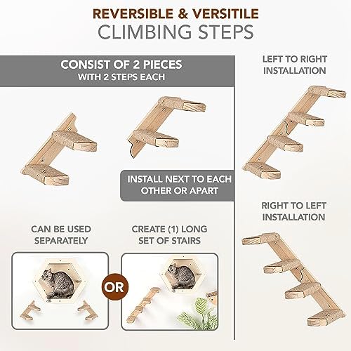 Reversible Cat Wall Steps, 4-Step Climbing Shelf - Image 3