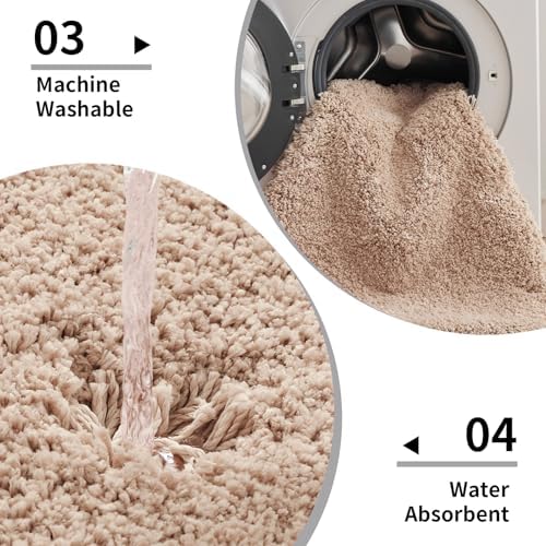 Disolla Beige Bathroom Rugs 17x24, Microfiber Non-Slip Plush Small Bath Mat - Image 5
