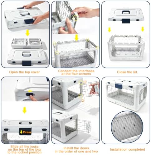 Collapsible Hard Cat Carrier Small Dog Cat Travel Crate Pet Clear - Image 3