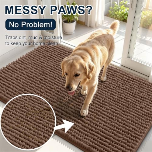 Smiry Dog Door Mat for Muddy Paws 30x20, Ultra Absorbent Chenille Doormat - Image 5