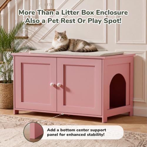 Extra Large Hidden Cat Litter Box Enclosure Furniture, Dog Proof Kitty Washroom - Image 7