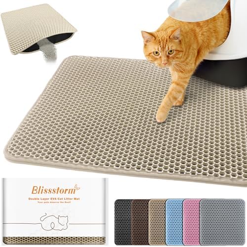 Cat Litter Mat 18"x24", Double Layer EVA litterbox Mat by BLISSSTORM