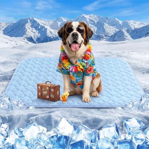 Cooling Mat for Dogs Extra Large 43" x 31", Cooling Pet Bed w Ice Silk Fabric & by Unknown