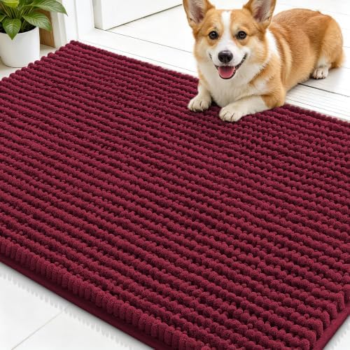 Smiry Dog Door Mat for Muddy Paws 30x20, Ultra Absorbent Chenille Doormat by Smiry