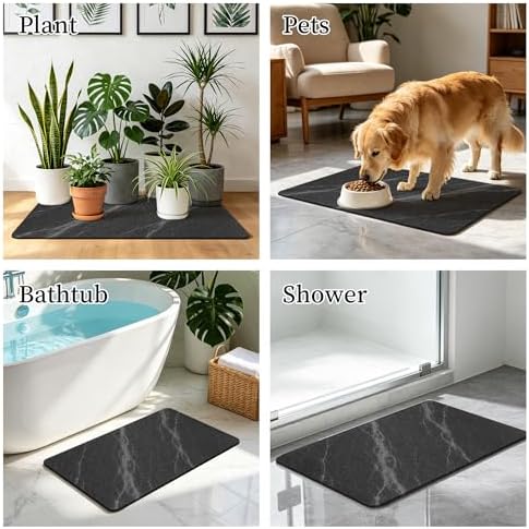 THMINS Black Marble Stone Bath Mat - Image 7