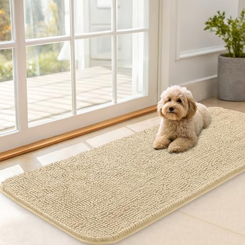 OLANLY Dog Door Mat for Muddy Paws 47x20, Super Absorbent Chenille Mud Mat by OLANLY