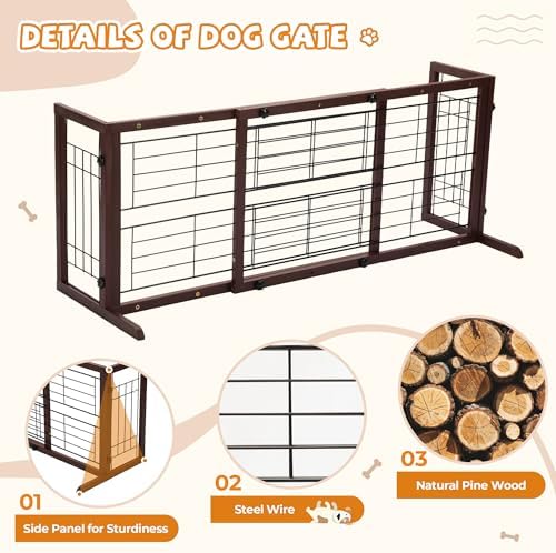 Coziwow 38-67" Freestanding Adjustable Dog Gate, No Drilling - Image 5