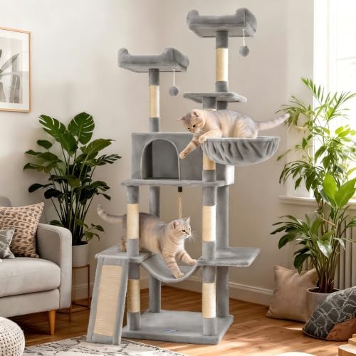Multi-Level Cat Tree for Large Cats, 63 Inches Heavy Duty Cat Tree for Indoor - Image 5