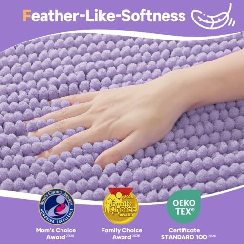 Ophanie Purple Bathroom Rugs 24x17, Soft Chenille Bath Mat, Non Slip Absorbent - Image 3