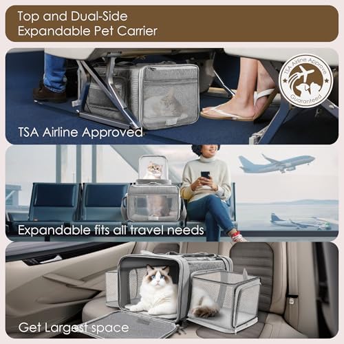 Top and 2 Sides Expandable Cat Carrier 18x13.5x9.5 TSA Airline Approved - Image 2
