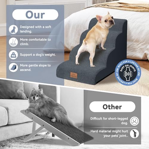 Zerbuger Dog Ramp and Stairs for Bed, Dark Grey 4 Steps 20" H - Image 6