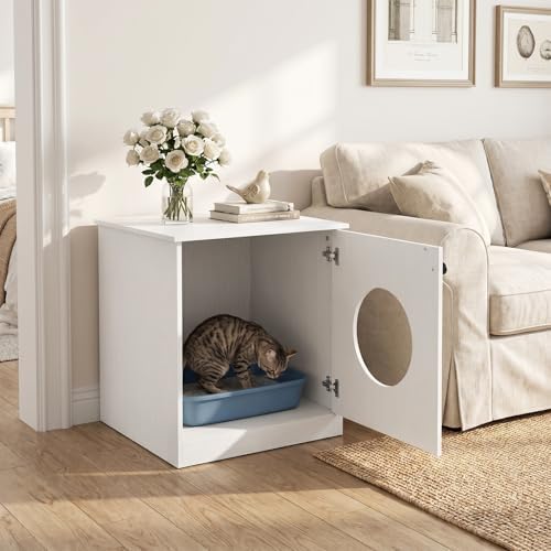 Tangkula White Cat Litter Box Enclosure - Image 2