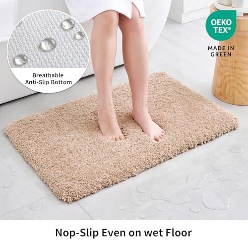 Disolla Beige Bathroom Rugs 20x32, Non-Slip Plush Thick Bath Mat - Image 3
