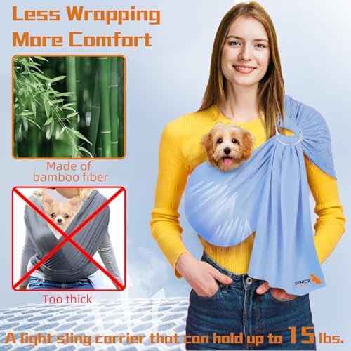 Dog Sling Carrier for Small Dogs, Adjustable Cat Sling Carrier, Light Gray - Image 5