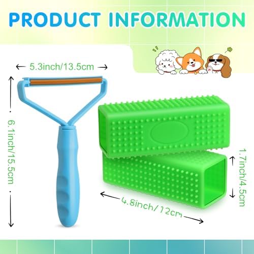 Honeydak 3 Pcs Hair Remover Tool, Dog Cat Hair Remover, Light Blue - Image 2
