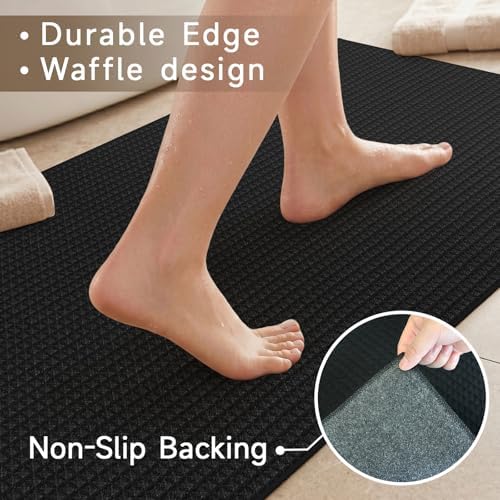 2x6 Waffle Bathroom Runner Rug: Washable Kitchen Runner - Image 4
