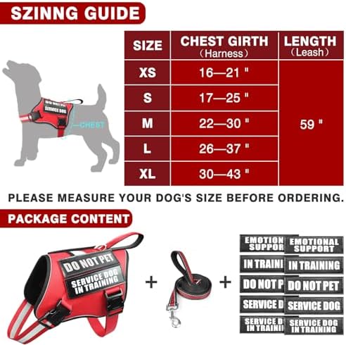 Service Dog Vest Harness and Leash Set+10 Patches, No Pull&Adjustable - Image 5