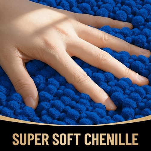 OLANLY Thick Chenille Absorbent Bathroom Rugs Mat 30x20, Royal Blue - Image 2