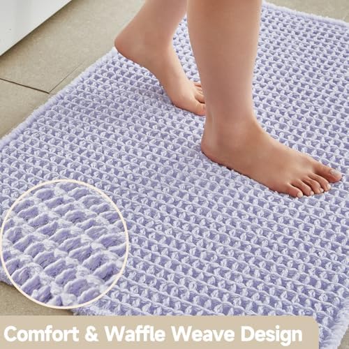 TYUU Waffle Bath Mat, Cute Bathroom Rugs Non Slip, 30x20 Lavender Cream - Image 3