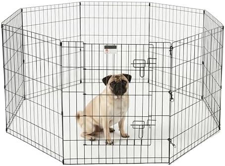 Dog Playpen - Foldable Metal Exercise Puppy Play Pen - Indoor/Outdoor Pen with by PETMAKER