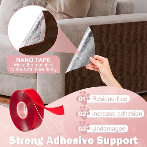 ENONCI 23.6x15.8 Cat Scratcher Mat, Self-Adhesive Cat Scratch Furniture - Image 5