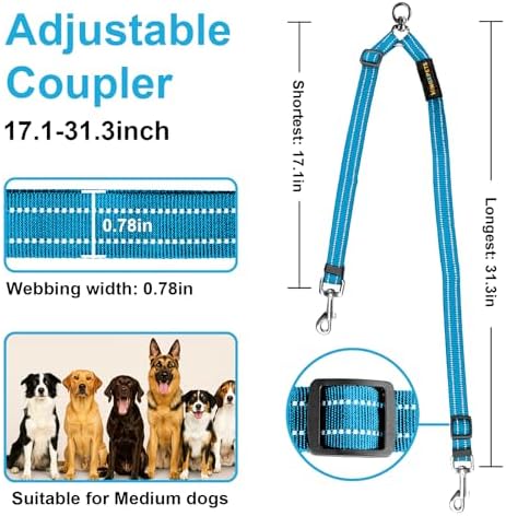 MingXpet Double Dog Leash for Two Dogs, No Pull Dog Leash, 360° Swivel No - Image 2