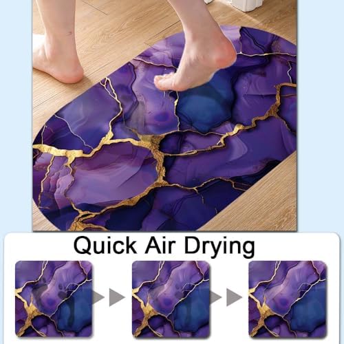 Deep Purple Gold Marble, Super Absorbent Quick-Drying Bathroom Mat Rug - Image 5