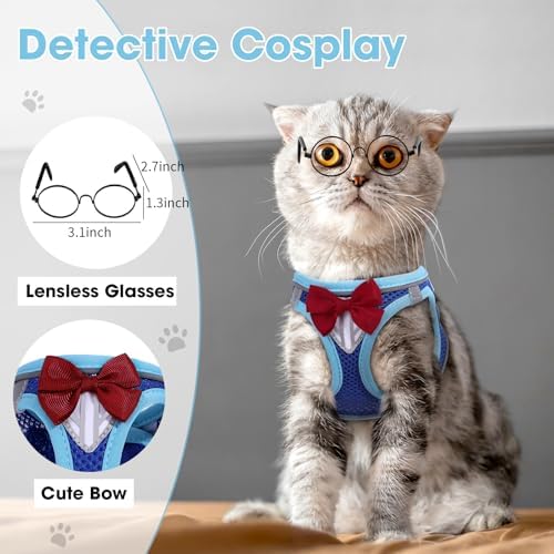 Cat Vest Harness and Leash Set, Escape Proof Kitten Harness Blue M - Image 2