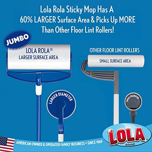 LOLA Rola PET Hair Remover Sticky Mop, Giant Floor Lint Roller, 9.5" x 3.5" - Image 3