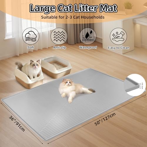 Silicone Cat Litter Mat 50" x 36" Cat Mat - Image 2