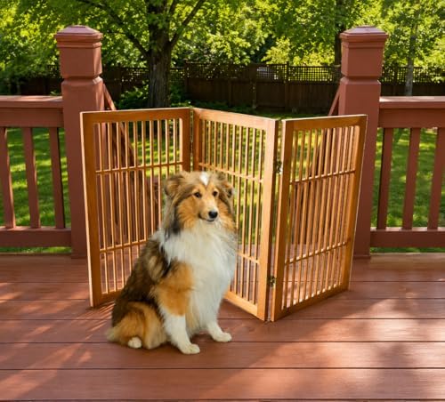 Urnporium Pet Dog Gate Freestanding, Strong Durable Folding Wooden Fence - Image 6