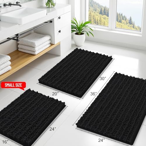 Smiry Bathroom Rugs 30X20, Extra Soft Rubber Backing Chenille Bath Mats - Image 2