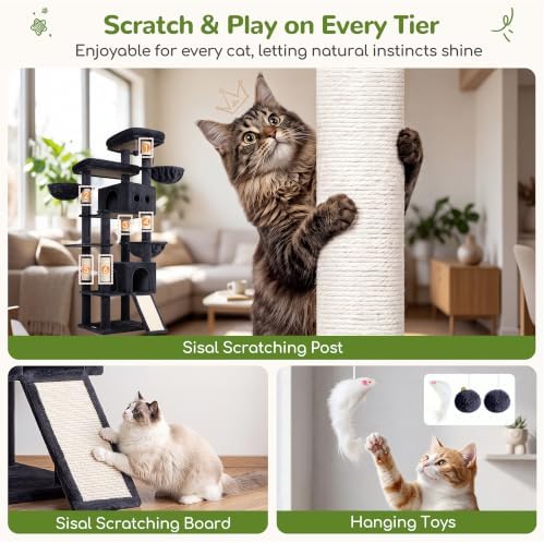 Globlazer 83in Extra Large Maine Coon Cat Tree, Dark Grey - Image 6