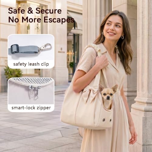 Fashion Dog Purse Carrier for Small Dogs and Cats, Soft-Sided Puppy Tote Bag Up - Image 5