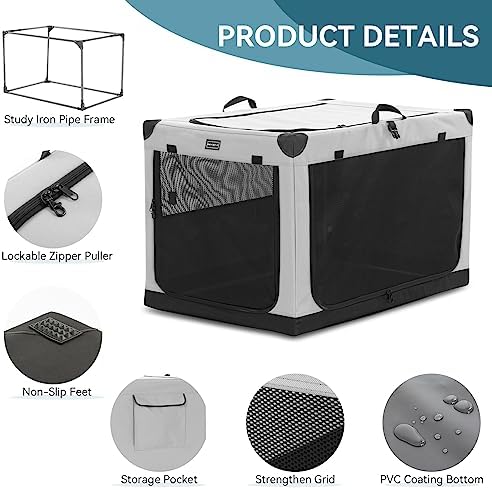 PETSFIT 26" Soft Portable Dog Crate – Patented Spiral Sturdy Frame, Collapsible - Image 5