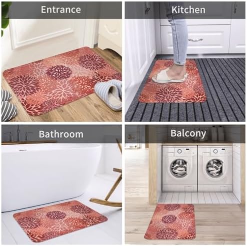 Red Flowers Bath Mat 24x16 Inch Non-Slip Soft Microfiber Bathroom Rugs Washable - Image 7