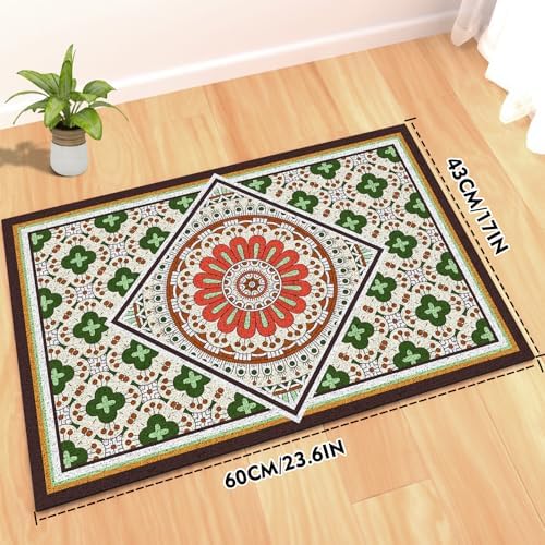 Bohemian Kitty Litter Mat 24"x17", Non-Slip Litter Box Mat, Washable Cat Litter - Image 2
