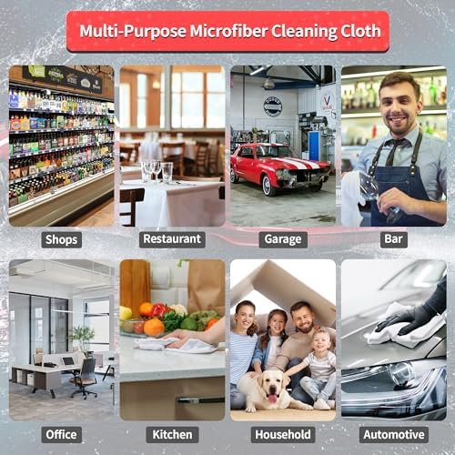 White Microfiber Cleaning Cloths, 100 Pack Shop Towels Rags, Bulk Absorbent - Image 7