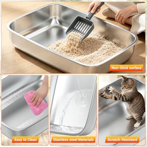 Cat Litter Box Extra Large Enclosed Litter Box Dark Gray - Image 7